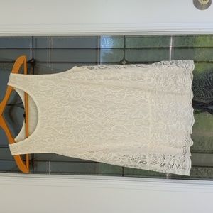 Cable & Gauge Cream Women's Sleeveless Summer Lace Top Size L  Fully Lined